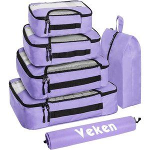 6 Pc Set Packing Cubes Luggage Packing Organizers for Travel Accessories Purple